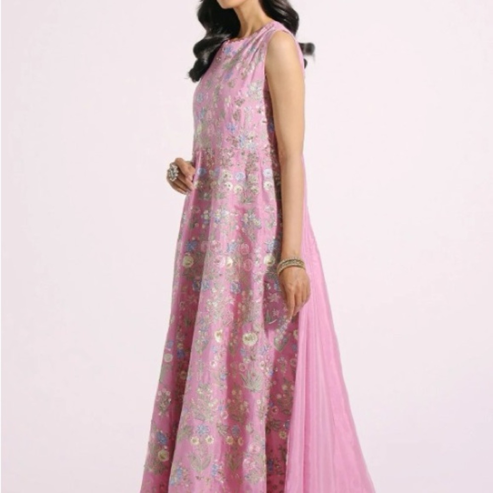 Ethnic Pakistani Pink Maxi with Embroidery - Formal Dress